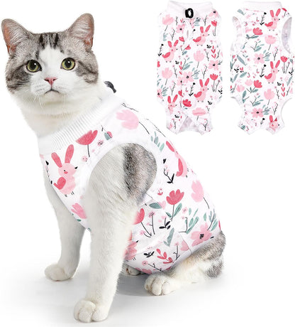 SlowTon Cat Recovery Suit - Cat Onesie for Cats After Surgery Female Male, Kitten Clothes Cats Surgical Spay Suit Abdominal Wounds, E-Collar Alternative Bodysuit Shirt Anti-Licking (Blue Flower,M) - Image 13