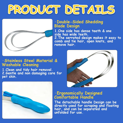 Youven stainless steel grooming tool pulled apart for large area use