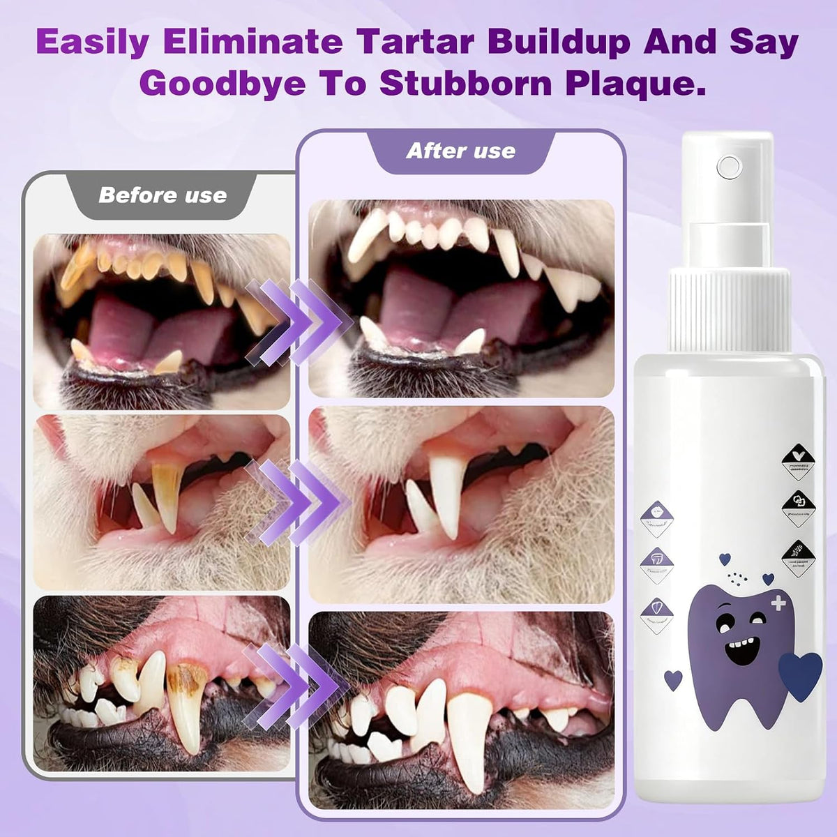 Eight ounce bottle of Yee Hfafa pet mouthwash showing directions for dogs and cats.