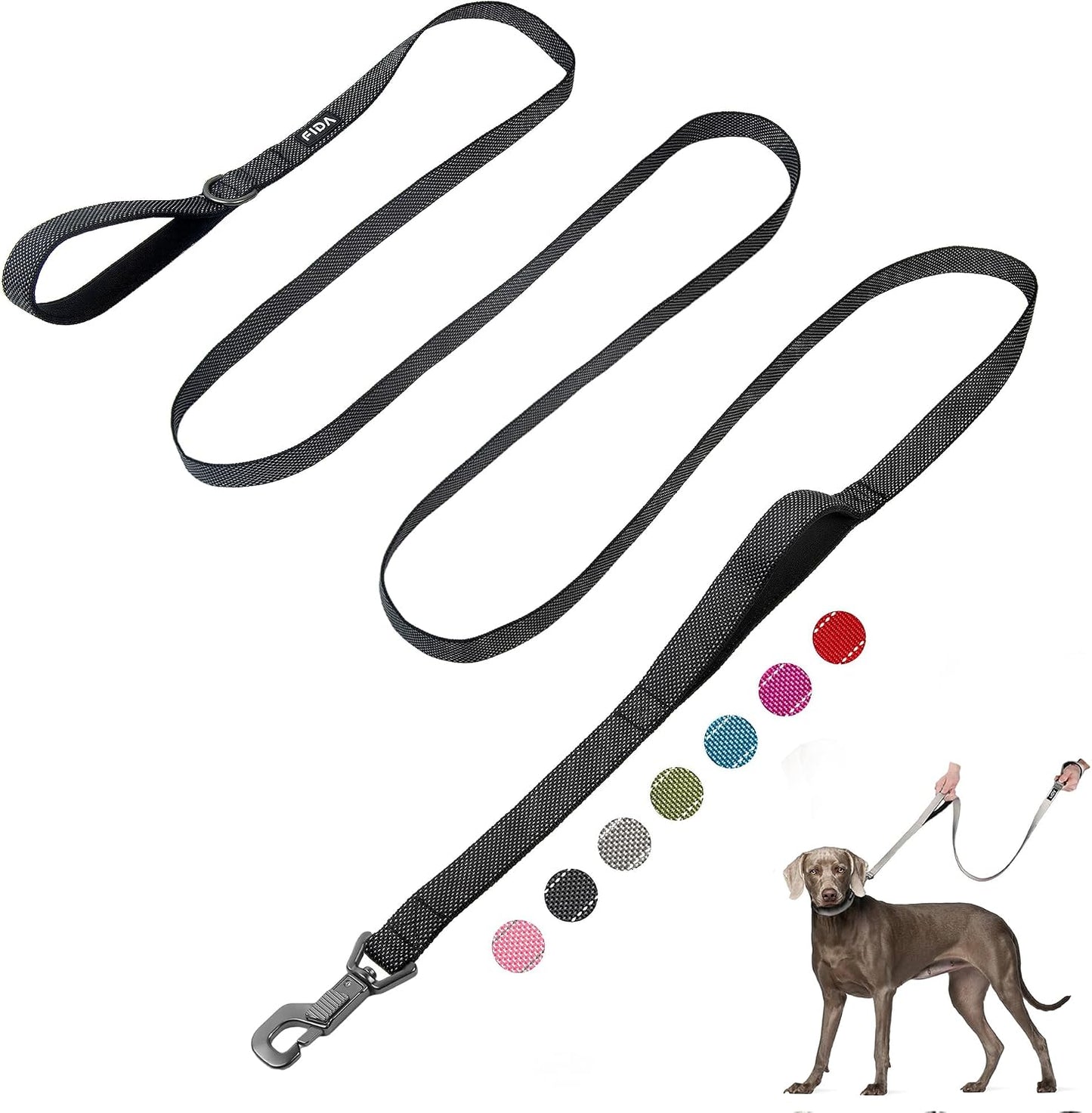 Fida premium imported dog training lead laid flat showing full length