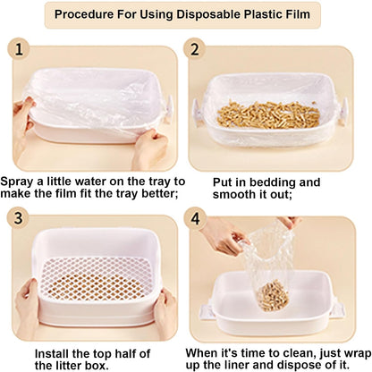 Instructions for using disposable cage tray liner film