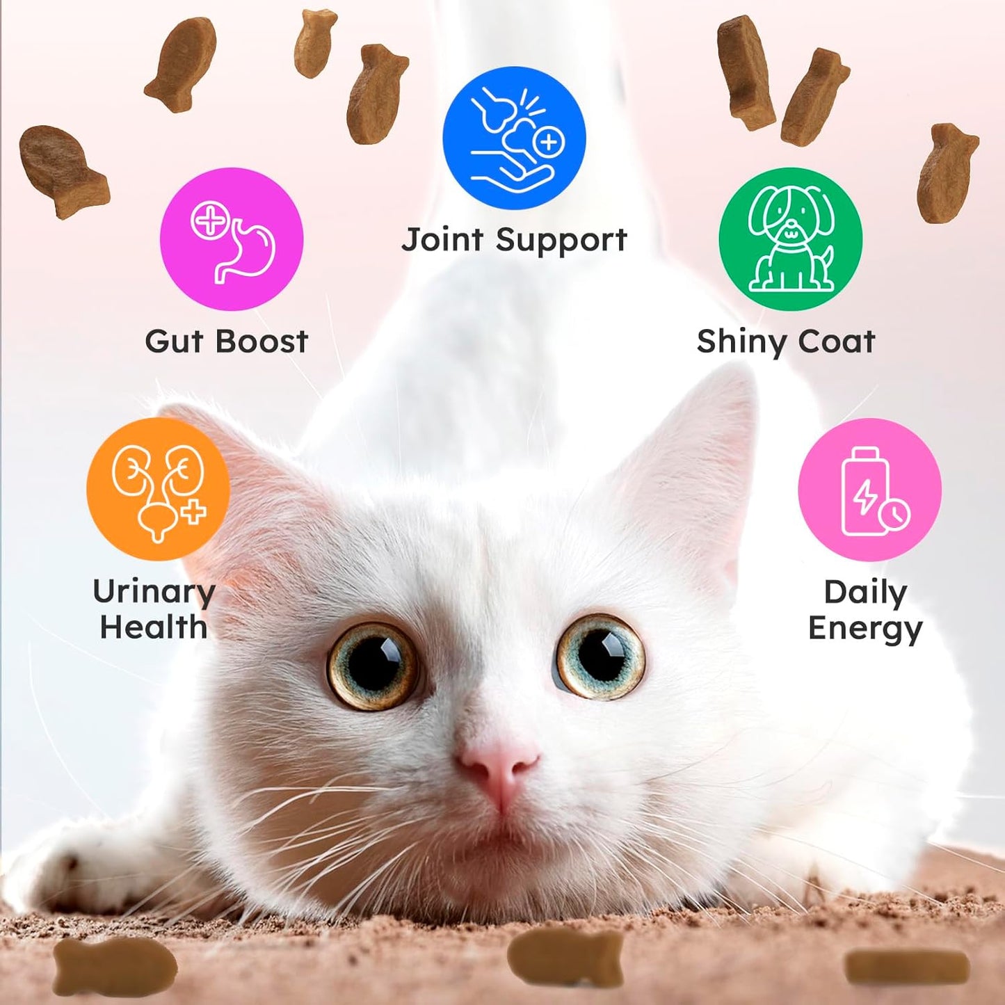 Close-up of the easy-to-feed soft chew texture from the OkkÃ¶bi cat wellness supplement line.