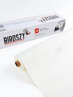 Birdszy 14.5 inch cage liner roll showing dispenser box and cutting edge