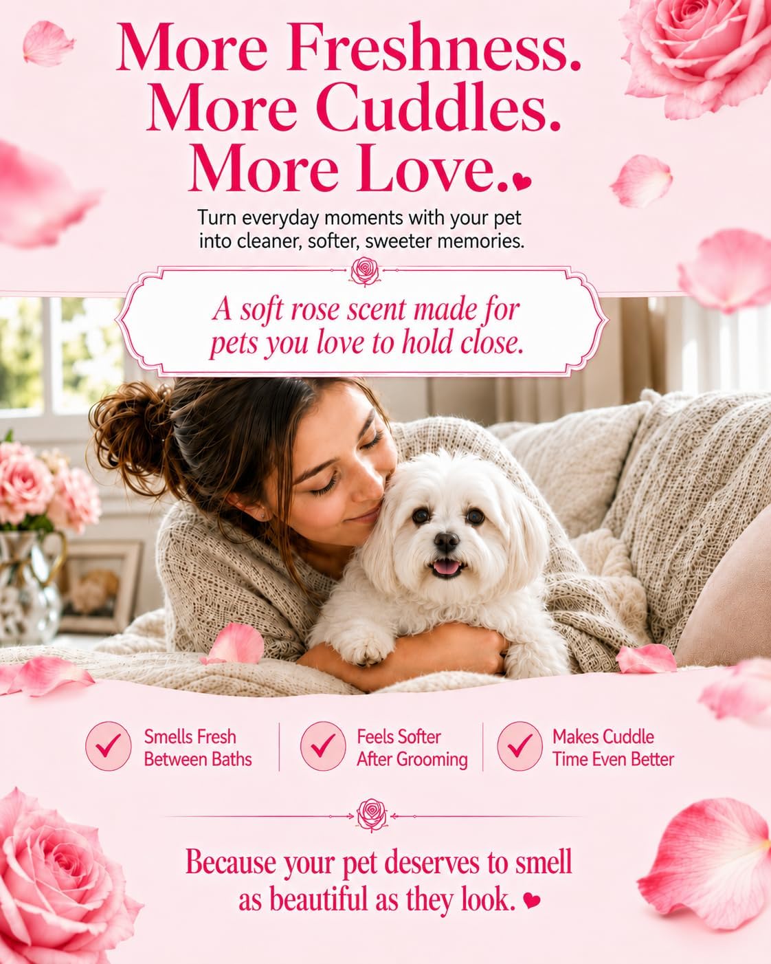 Oivolii long lasting pet odor eliminator spray packaging detailing the ingredient benefits.