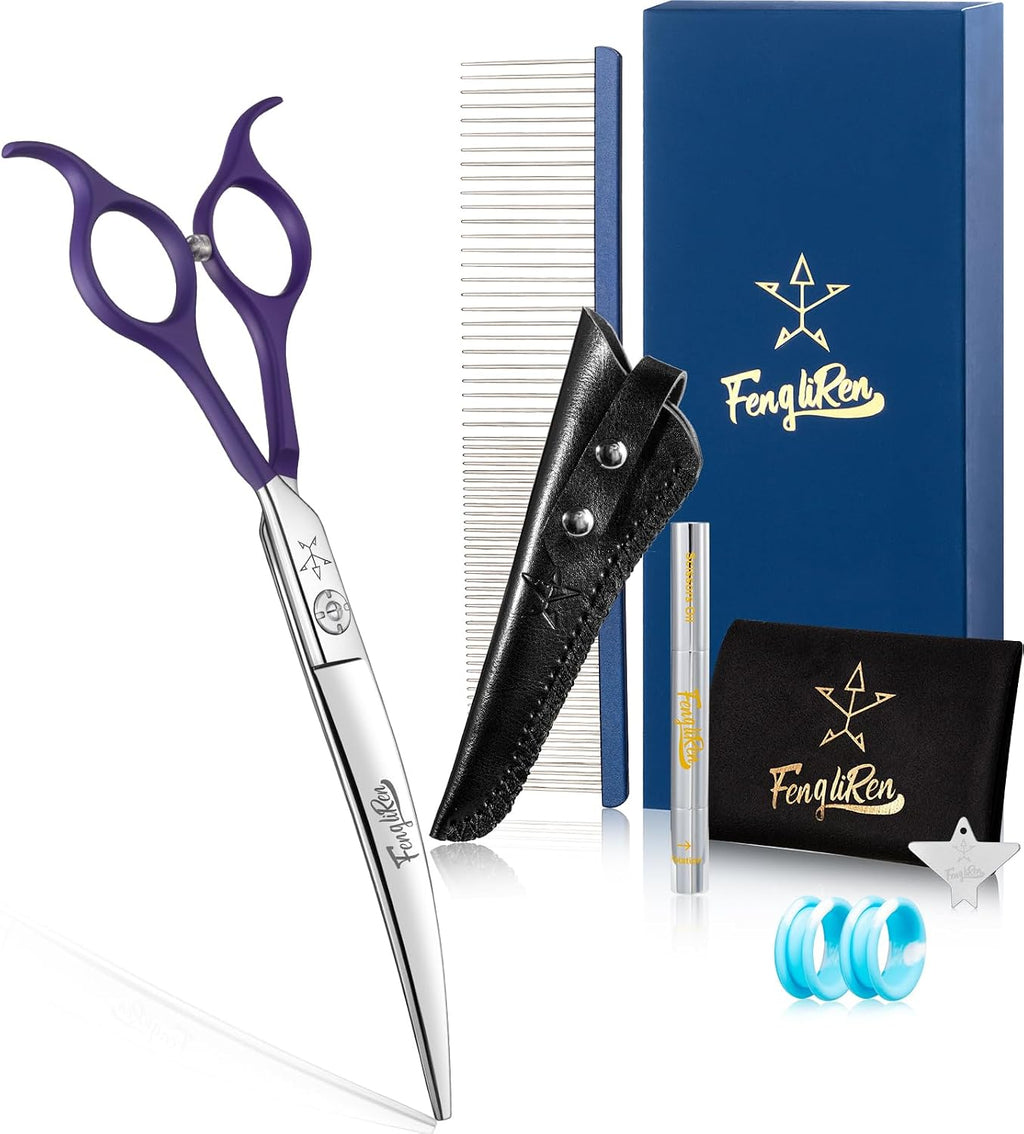 High-end Professional Dog Grooming Curved Thinning Scissors Teeth Blending Shears Pet Texturizing Thinner Blender Shears 7.5 Inch Extremely Very Sharp Made Of Stainless Steel Alloy For Dog Cat Groomer - Image 13