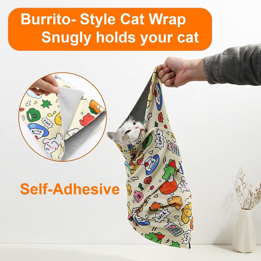 Microfiber interior lining cat grooming cloth wrapping mechanism close up