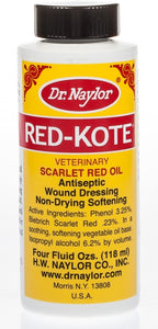 Dr. Naylor Red-Kote Dauber 4 Ounce bottle front view livestock antiseptic wound dressing