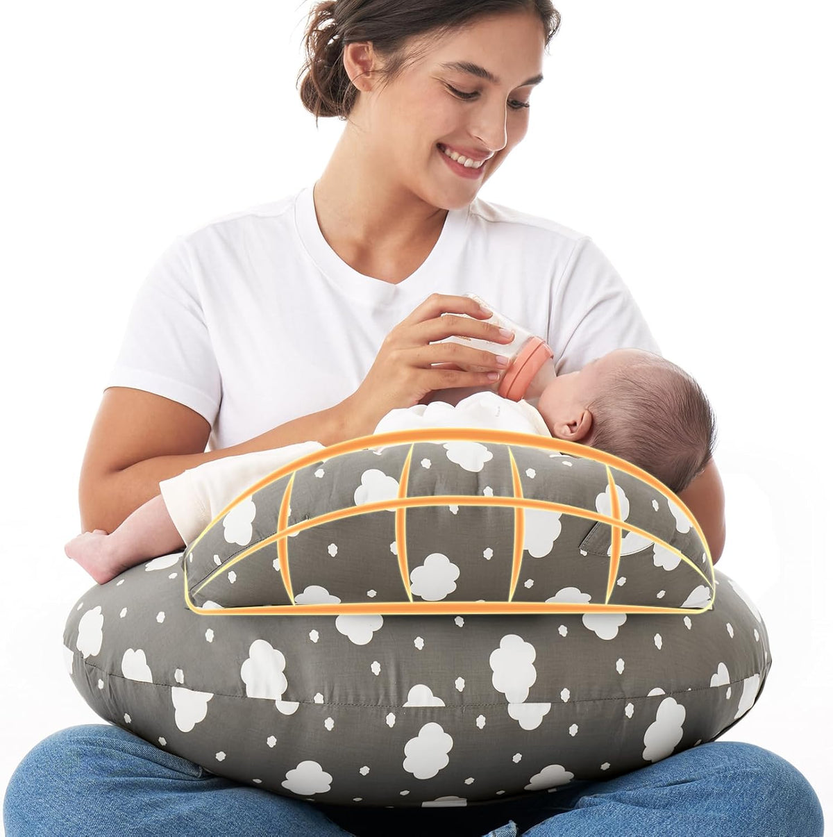Momcozy Original Nursing Pillow front view with safety guard
