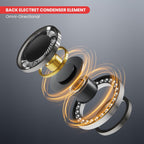 Side perspective of the flexible skin tone ear hook structure designed for maximum user comfort.