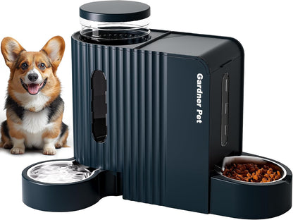 Gardner Pet automatic gravity pet feeder showing the widened food outlet mechanism.