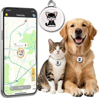 Vebiso Smart Pet GPS Tracker front view showing the compact white circular tracking device.