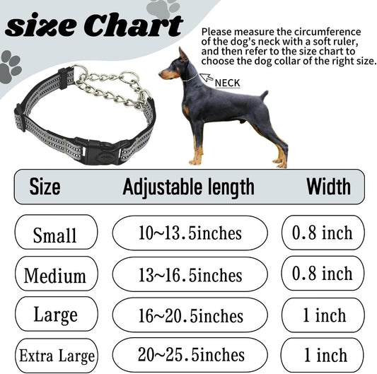 PUROAYET reflective nylon collar with stainless steel chain