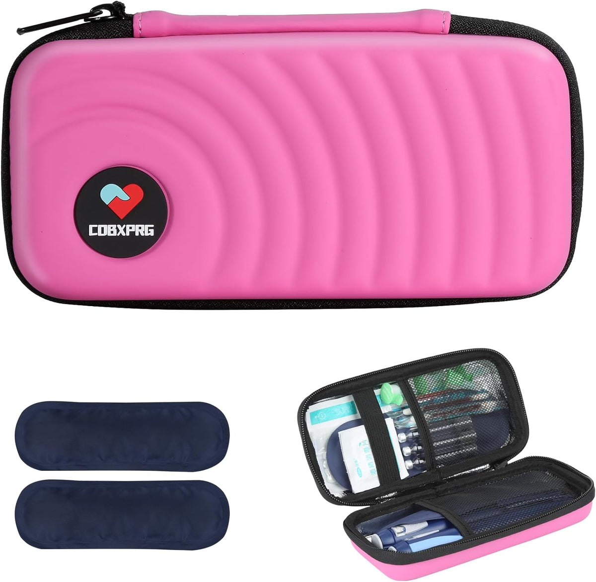 CDBXPRG insulin cooler travel case pink front view diabetic supply bag