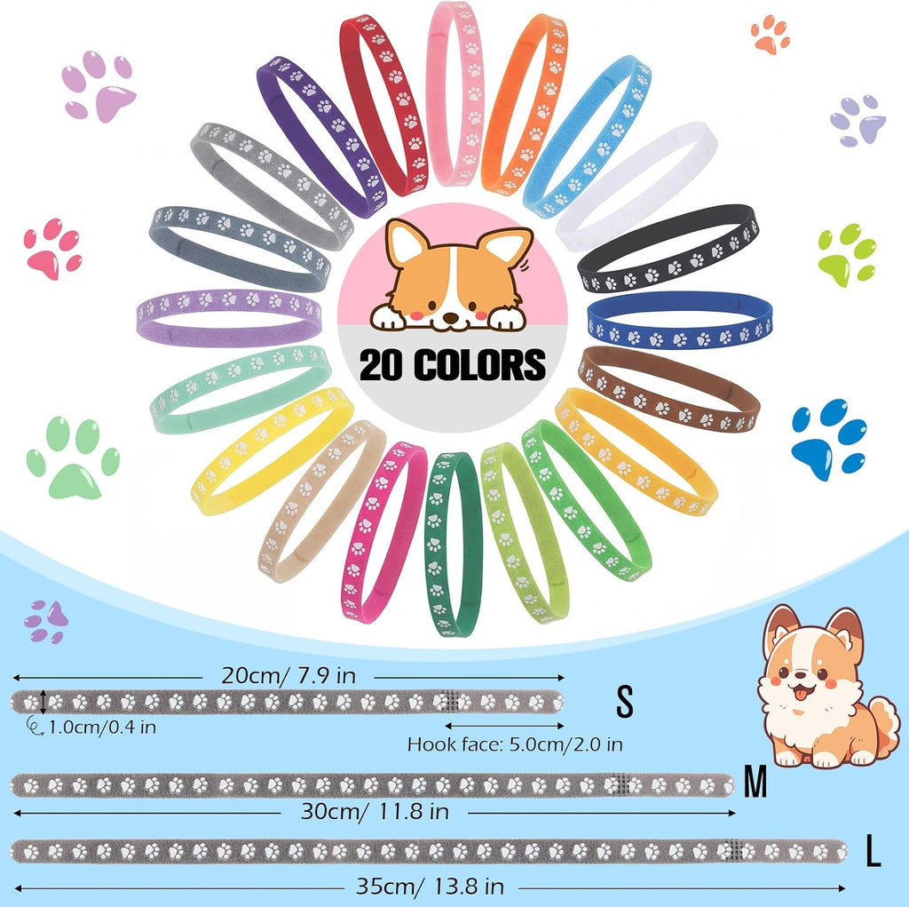 Sixty piece assortment of Frienda pet whelping collars spread out by color variance