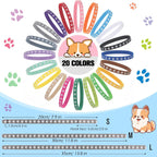 Sixty piece assortment of Frienda pet whelping collars spread out by color variance