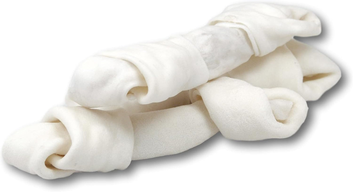 Top Dog Chews 8 to 10 inch rawhide bones packaging showing premium USA sourced ingredients