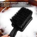 Close up view of the durable stiff black bristles designed for deep scrubbing