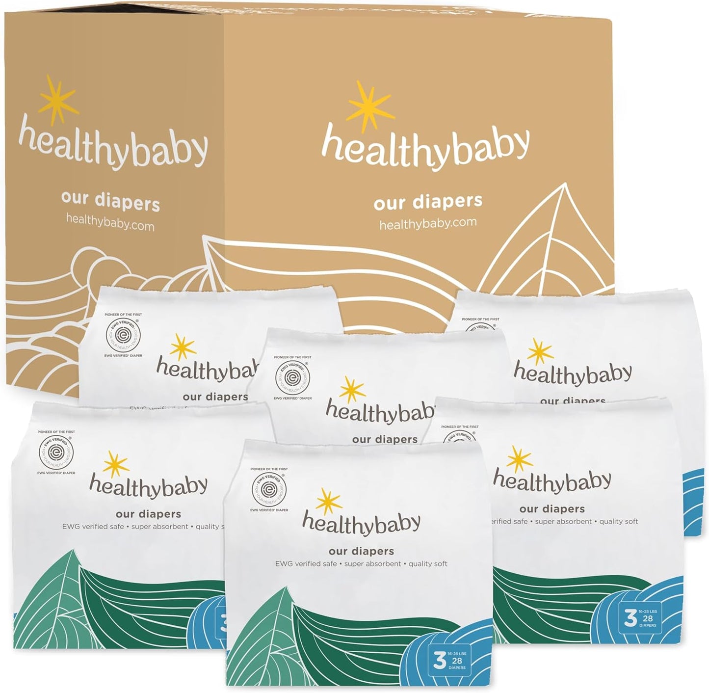 Healthybaby size 3 disposable diapers front view 168 count pack
