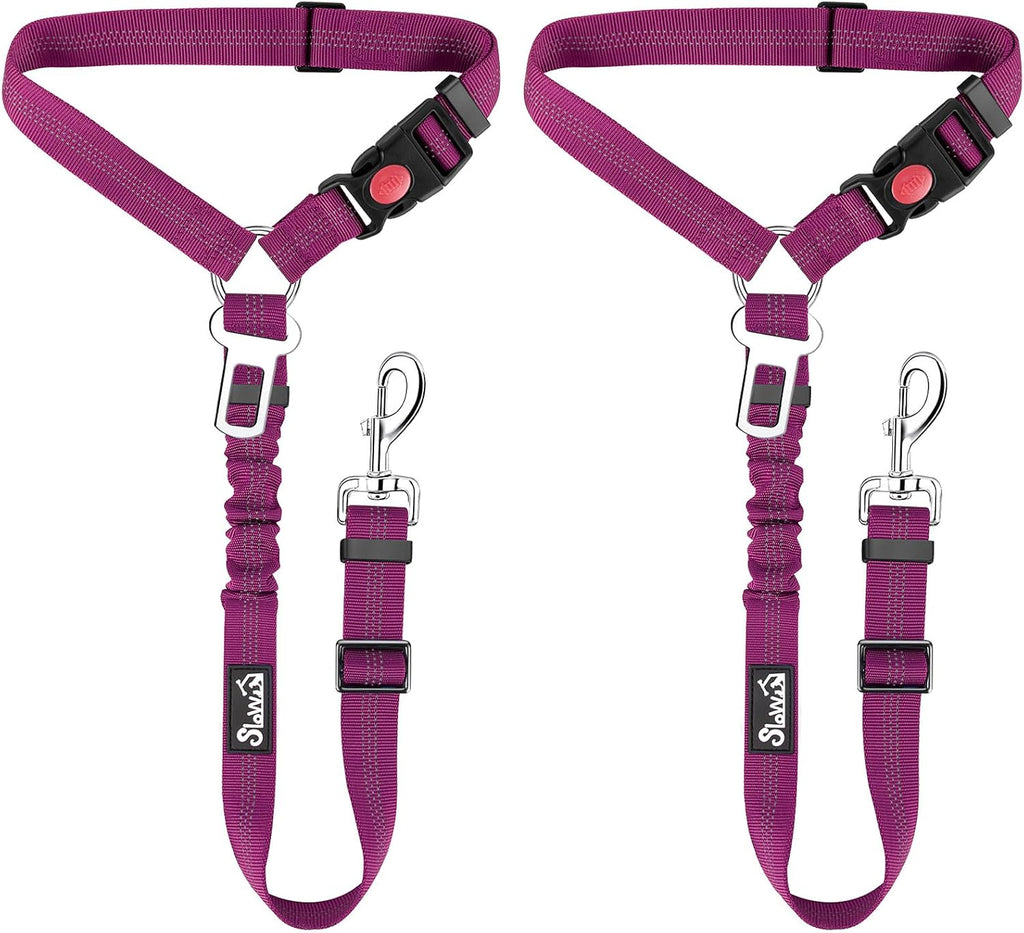 SlowTon Dog Seat Belt for Car, 2 Pack Dog Car Harness Seatbelt Adjustable with Elastic Bungee Buffer, 2 in 1 Pet Car Leash Headrest Restraint Dog Reflective Safety Tether (Black, Headrest+Clip) - Image 14