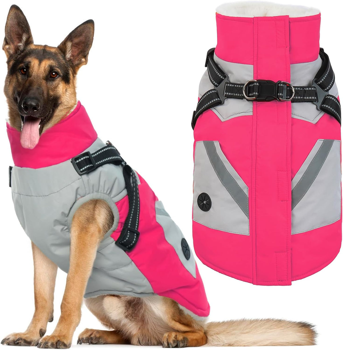 IECOii dog coat back pockets and zipper closure detail