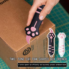 Meowkit cat paw cutter set displayed next to everyday shipping envelopes and parcels