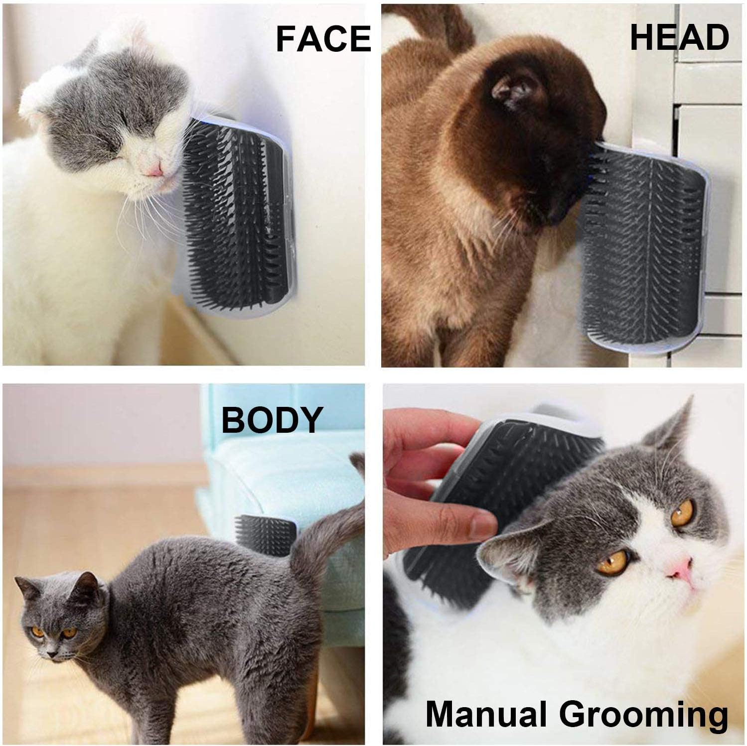 WWVVPET corner scratcher brush installation guide using adhesive strips and screws