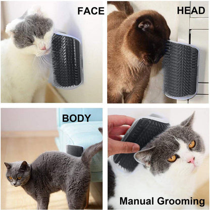 WWVVPET corner scratcher brush installation guide using adhesive strips and screws