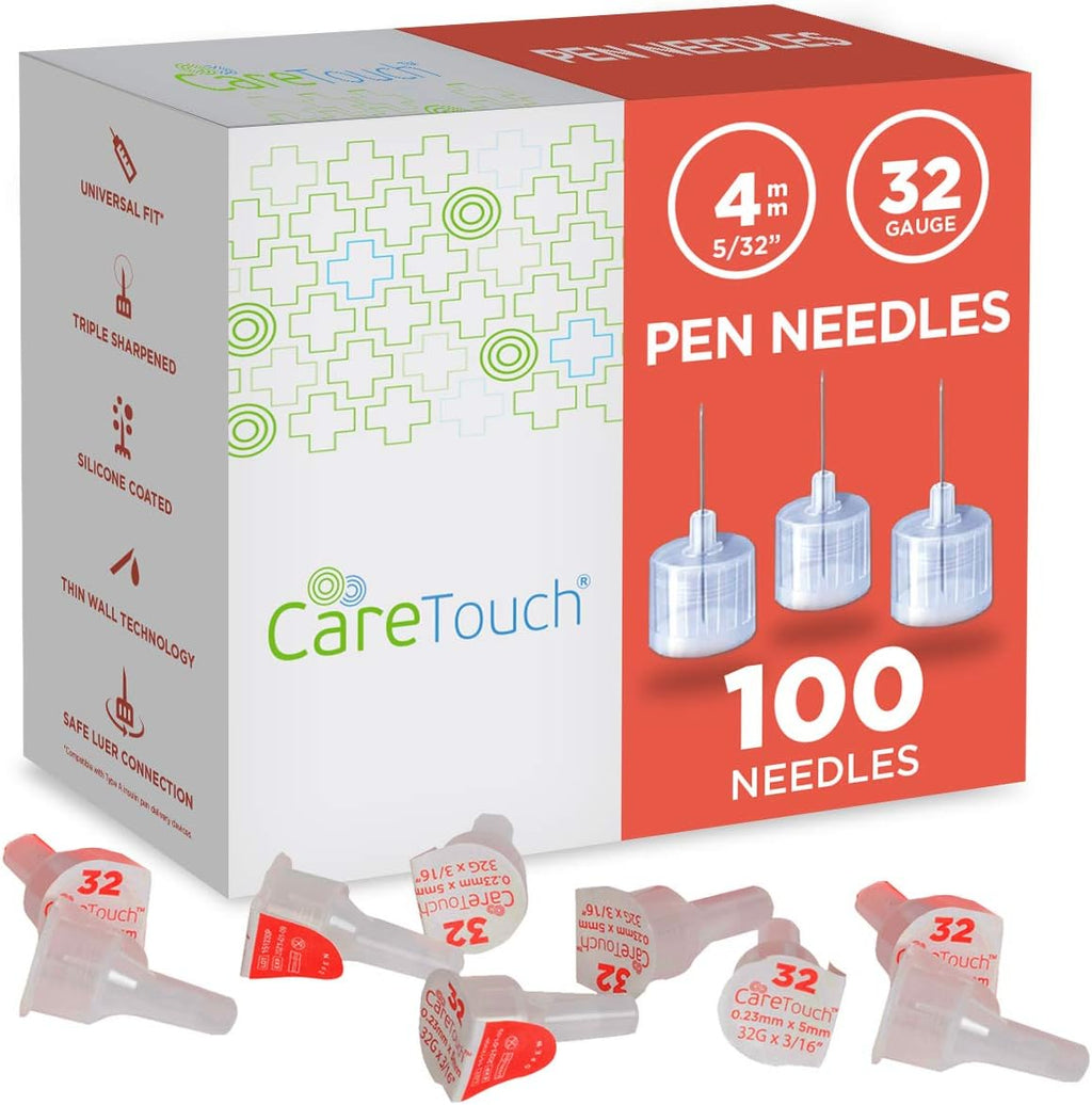 Care Touch CTPN32532 Insulin Pen Needles box front view 100 count.