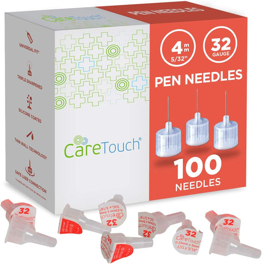 Care Touch CTPN32532 Insulin Pen Needles box front view 100 count.