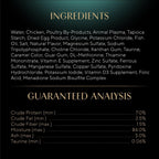 Nutritional information and ingredients panel on Sheba cat food package
