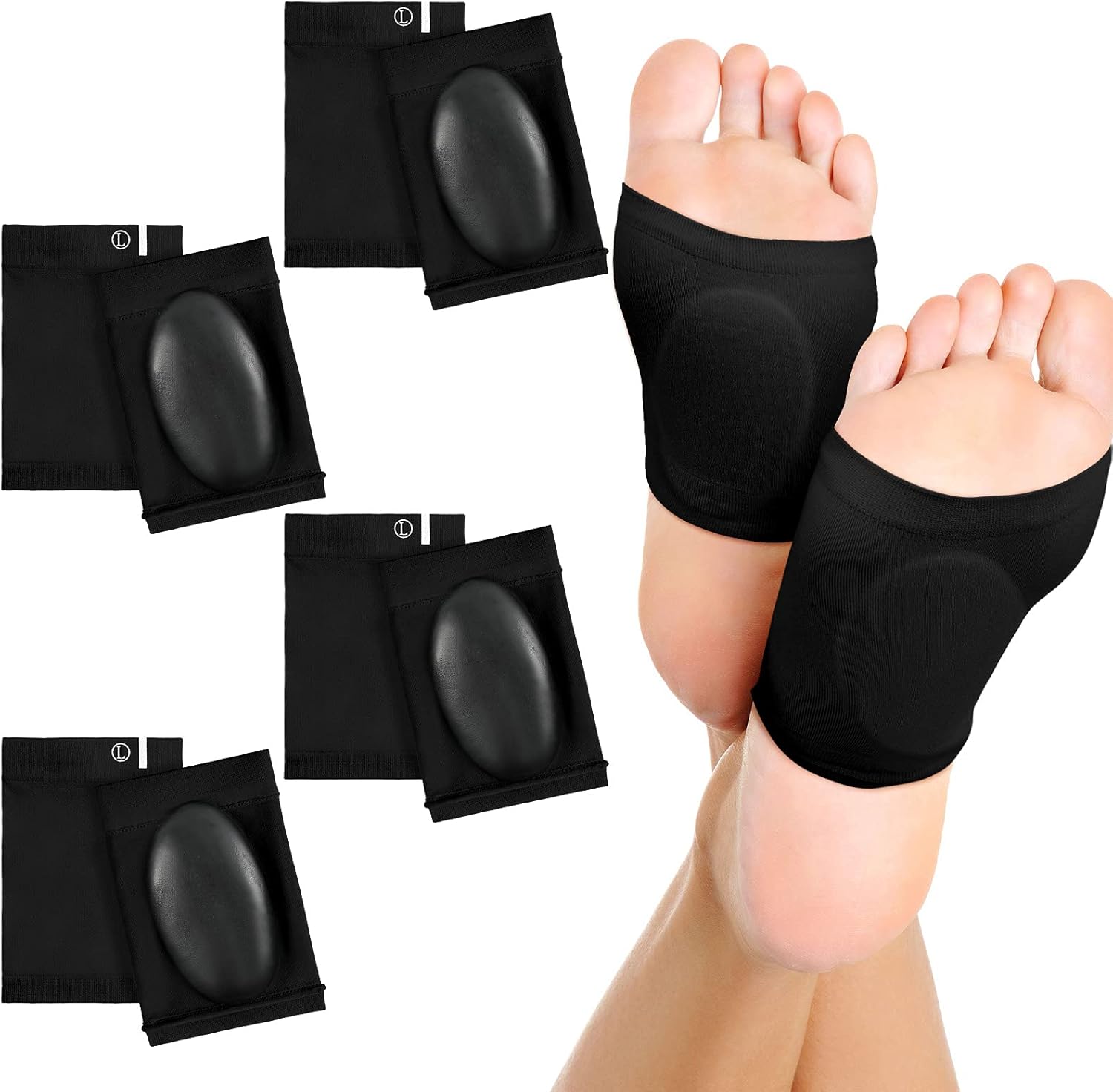 Nuanchu compression arch support sleeves front view for flat foot relief.