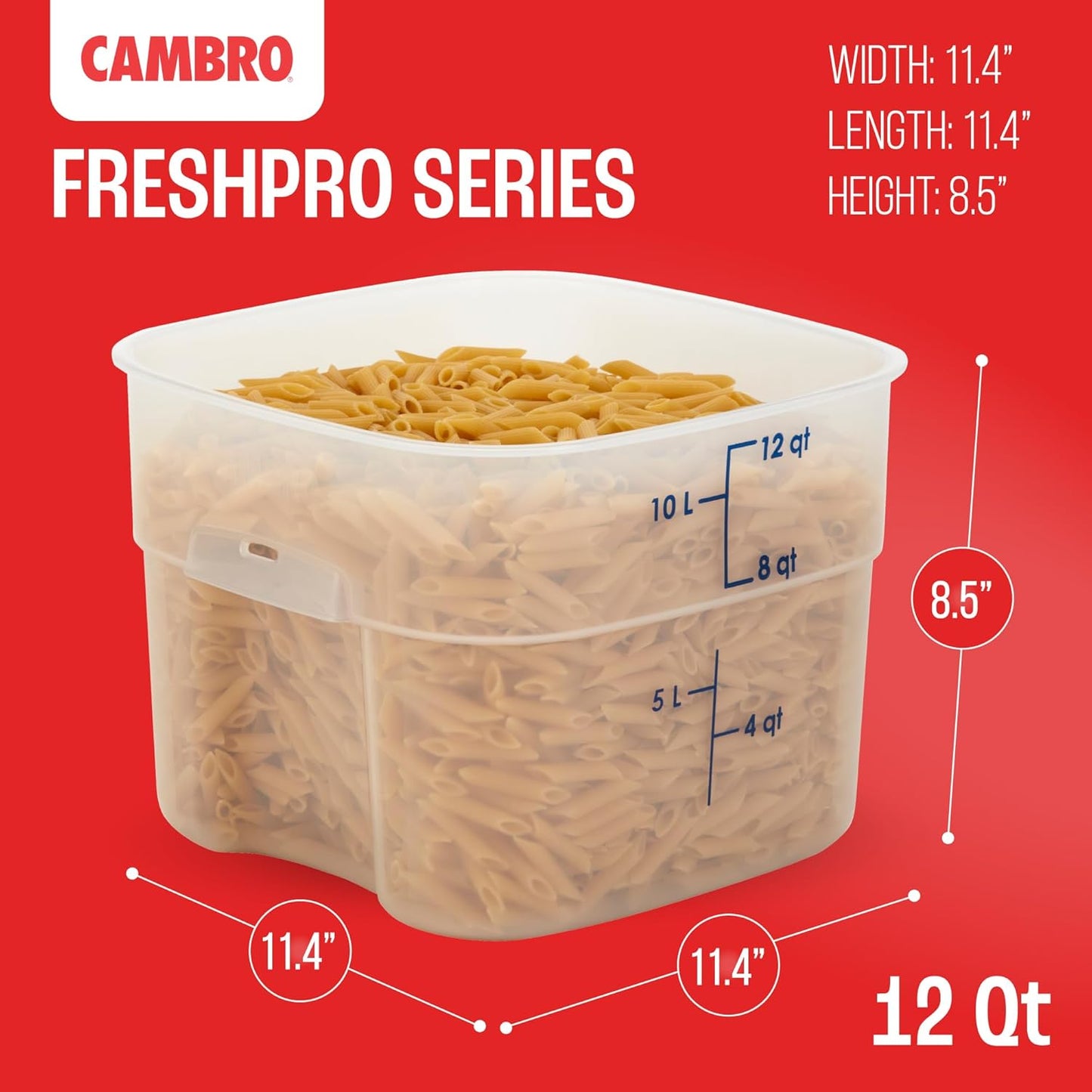 Close up of molded recessed handles on Cambro storage container
