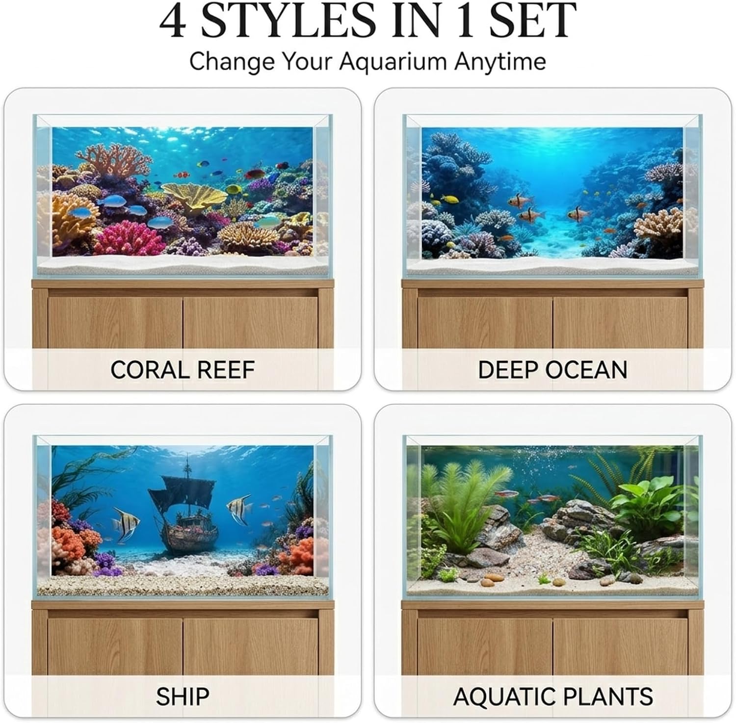 Premium 24x12 Inch aquarium decor background panel installed on fish tank