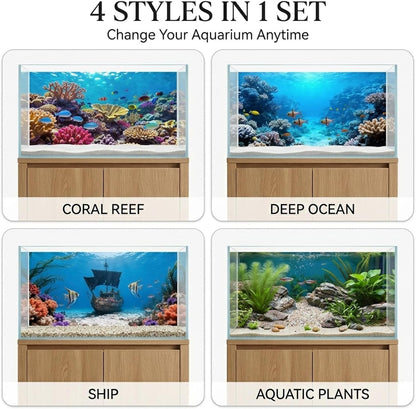 Premium 24x12 Inch aquarium decor background panel installed on fish tank