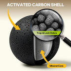 Grayleaf cat litter odor eliminating beads showing dual core activated carbon texture