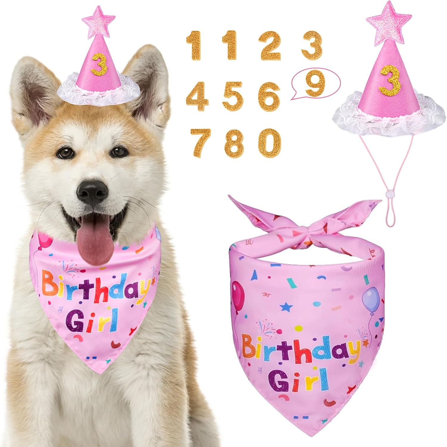 Dog Birthday Party Supplies, Dog Birthday Bandana Set, Dog Boy Girl Birthday Party Hat with Numbers for Large Medium Small Dogs Pet (Blue) - Image 14