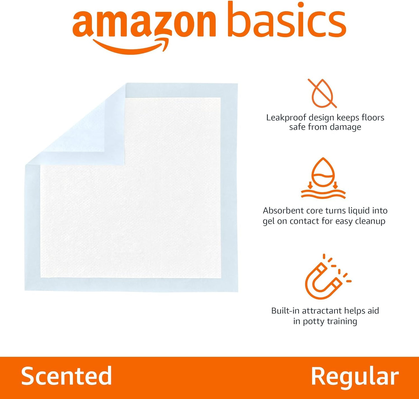 Amazon Basics 5-layer leak-proof puppy training pads close up