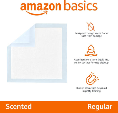 Amazon Basics 5-layer leak-proof puppy training pads close up