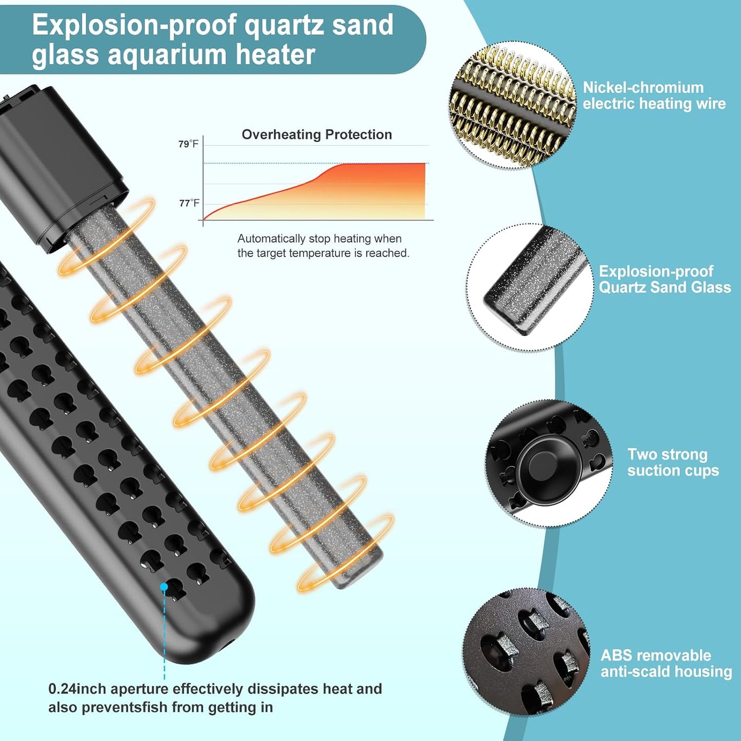 Detail shot of the explosion-proof quartz glass heater tube