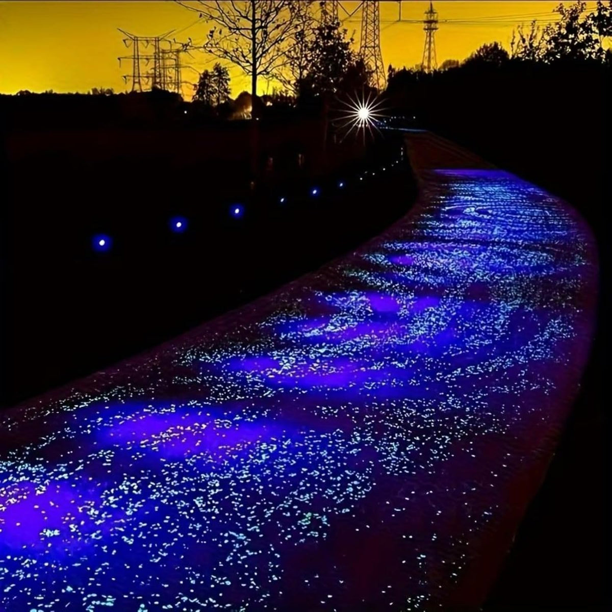 Close up of 3-5mm glow in the dark stones