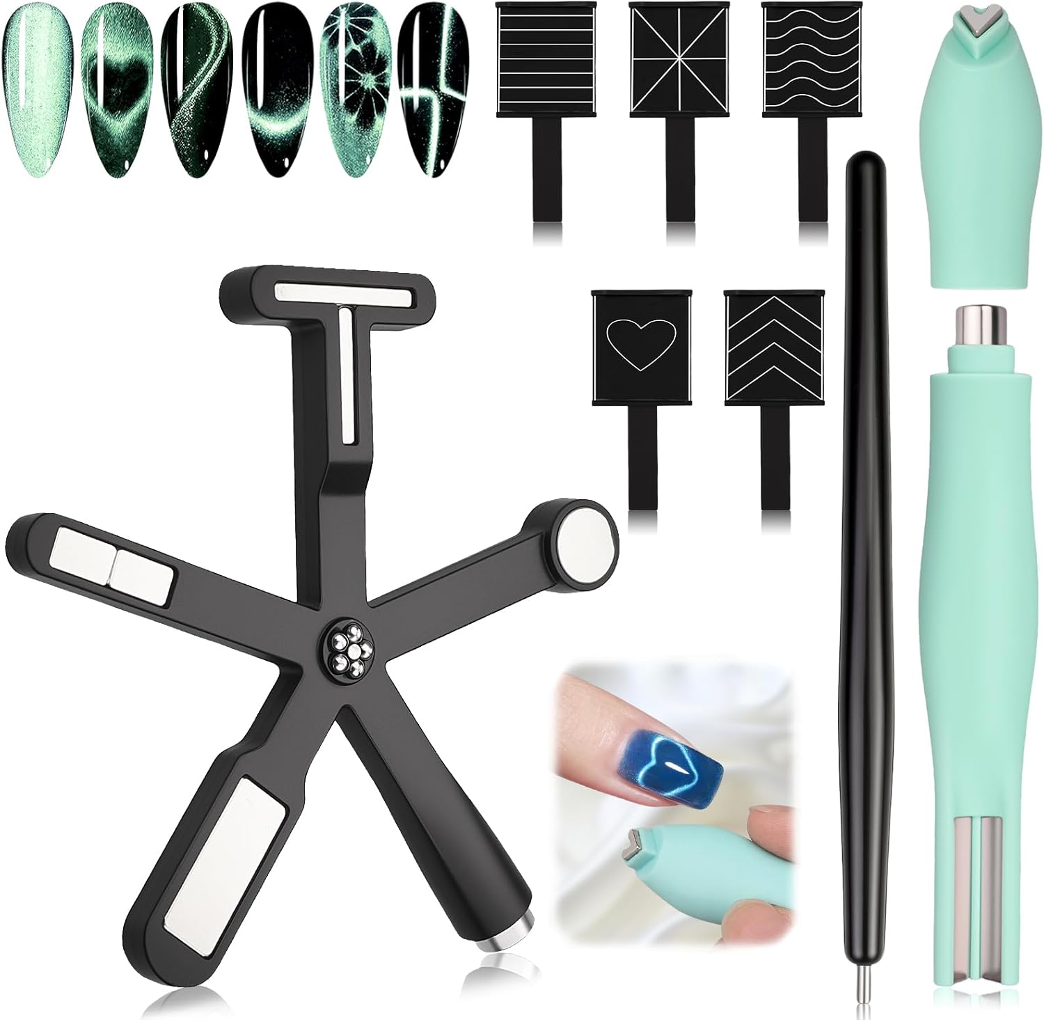 Ebanku 11 Piece Cat Eye Nail Magnet Tool Set front view