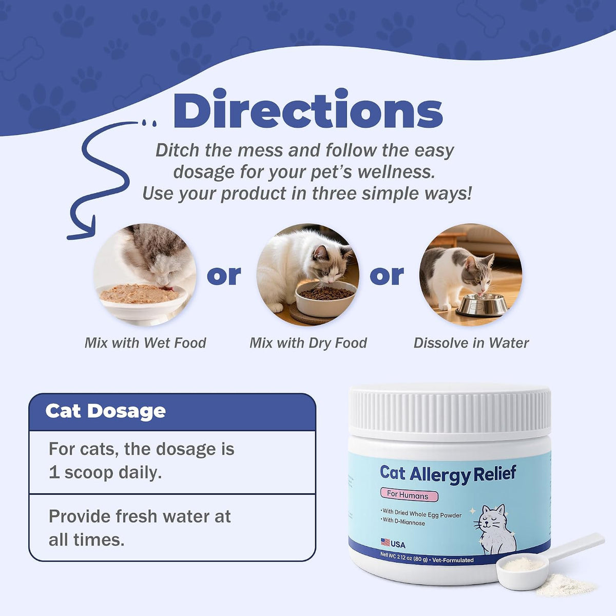 Premium cat allergen neutralizer powder for reducing indoor pet dander flakes