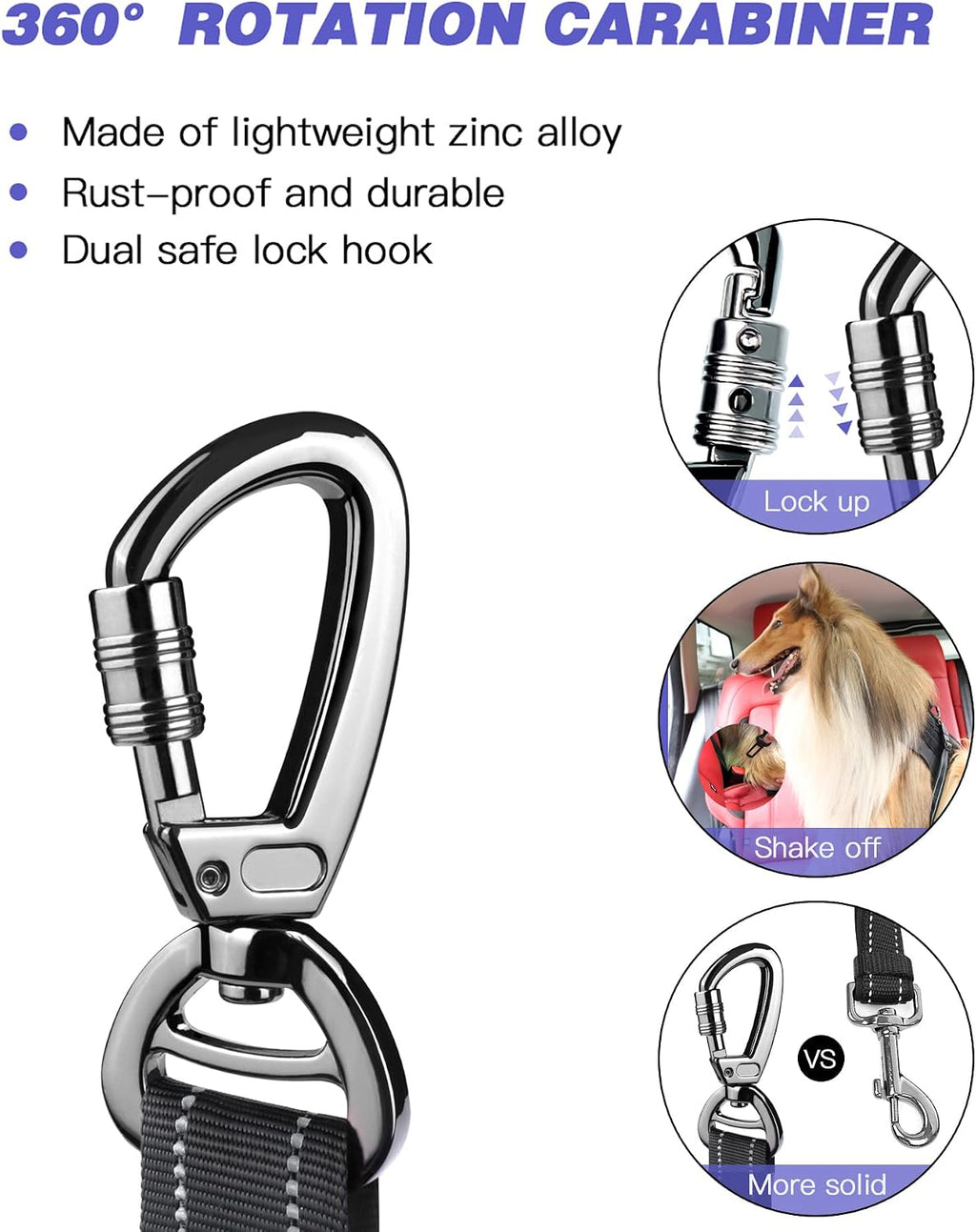 Adjustable dog safety tether for cars