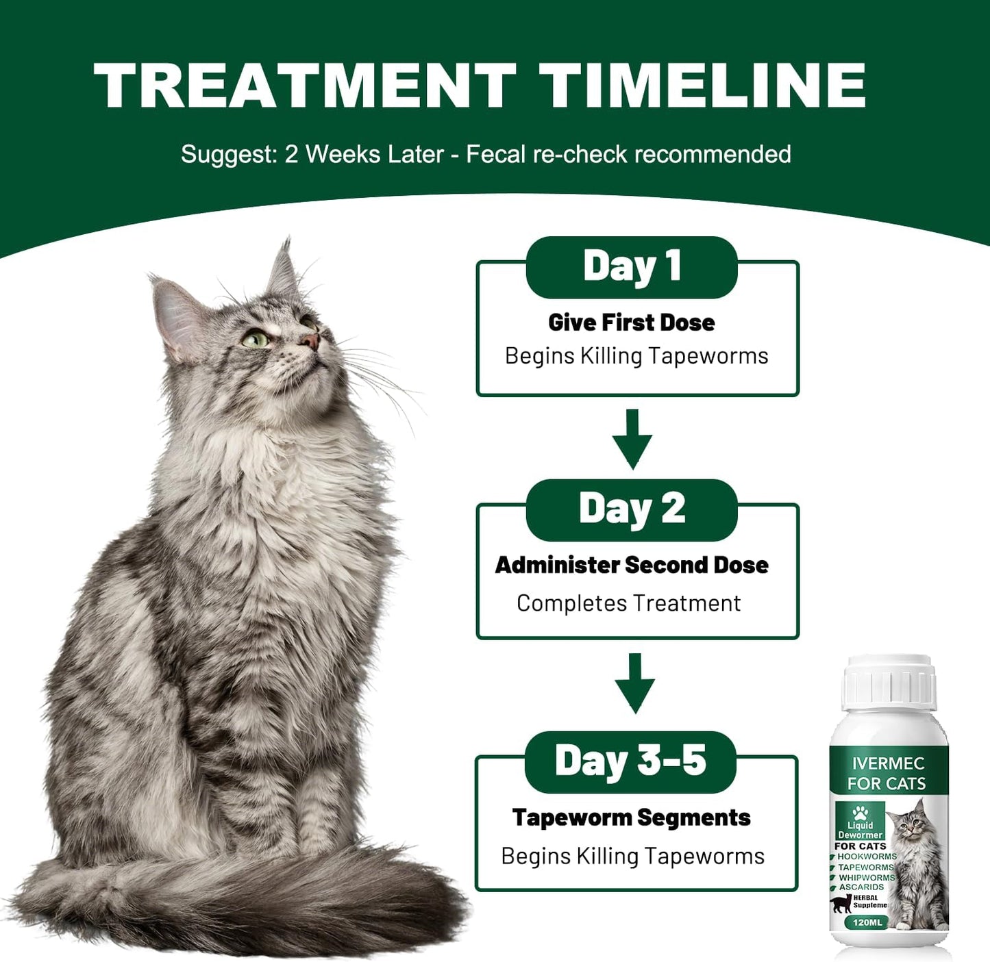 Cat Dewormer Liquid,Dewormer for Cats Broad Spectrum for Tapeworms, Roundworms & Hookworms, Promotes Digestive Comfort & Daily Balance - Image 10