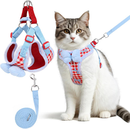Cat Harness and Leash Set for Walking Escape Proof, Adjustable Kitten Harness Breathable Mesh with Reflective Strips Harness with Flower for Kitty Puppy Bunny - Image 10