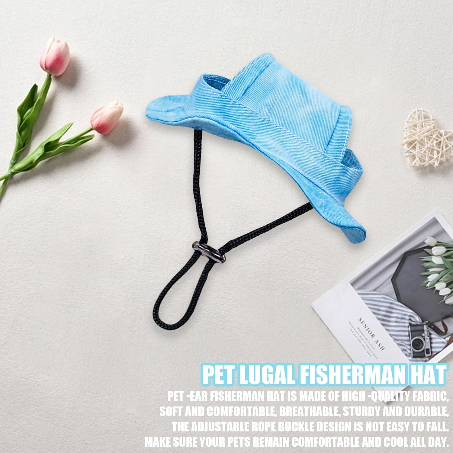 Adjustable chin strap detail on dog visor cap