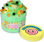 Peachybbies Honeydew Boba Slush Slime front view in official reusable jar showing vibrant green color.