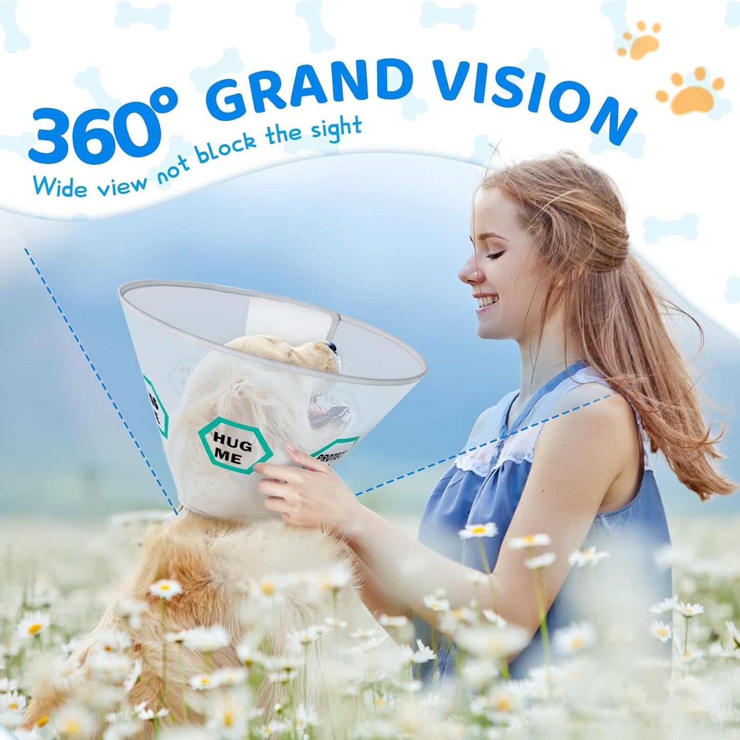Supet Elizabethan pet collar showcasing the lightweight and durable PVC plastic material structure.