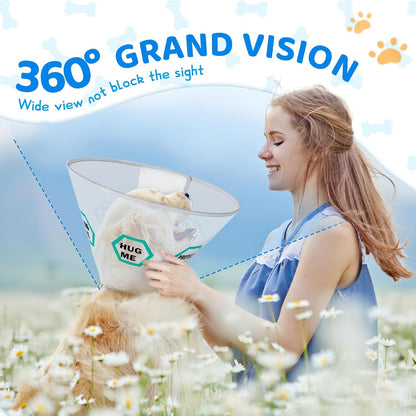 Supet Elizabethan pet collar showcasing the lightweight and durable PVC plastic material structure.