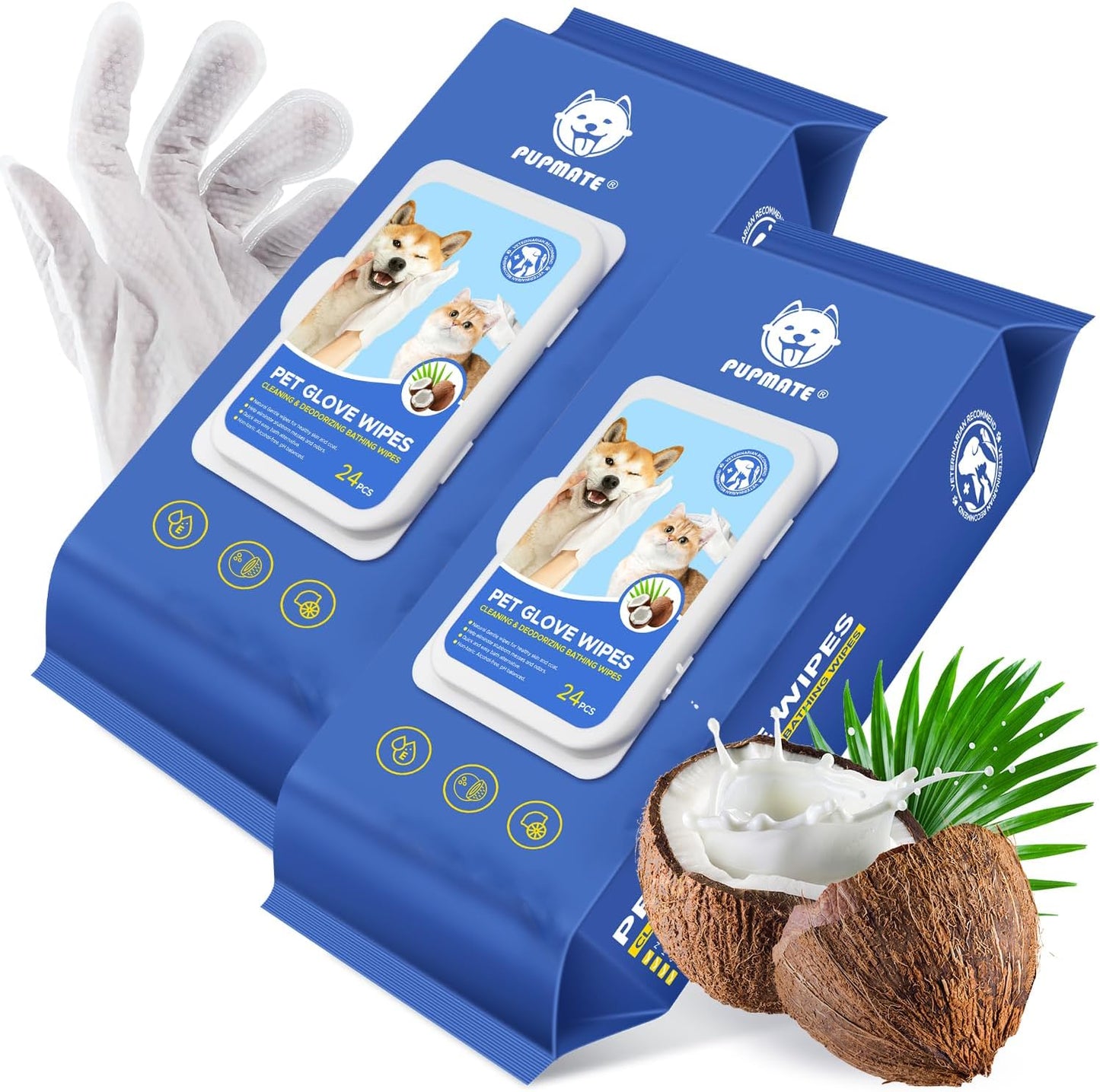 Pet Cleaning Glove Wipes for Dogs & Cats, Hypoallergenic Deodorizing Disposable Bathing Wipes,No-Rinse Grooming Wipes, Extra Thick,Perfect for Pet Dry Cleaning,Daily Care and Travel,24 pcs - Image 9